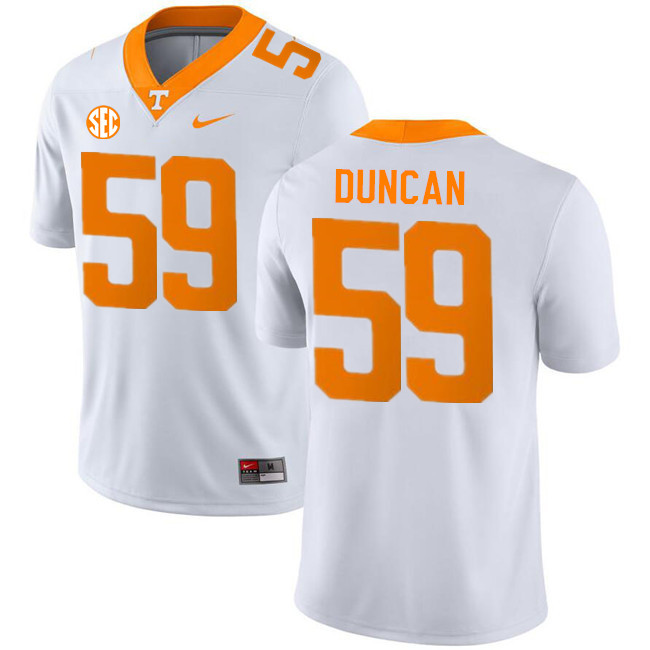 Men #59 Cody Duncan Tennessee Volunteers College Football Jerseys Stitched-White